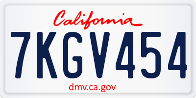 CA license plate 7KGV454
