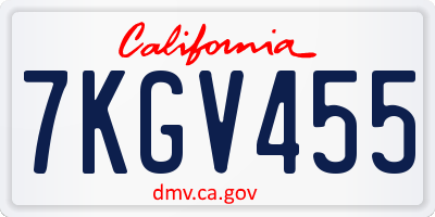 CA license plate 7KGV455