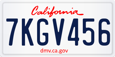 CA license plate 7KGV456