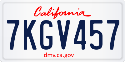 CA license plate 7KGV457