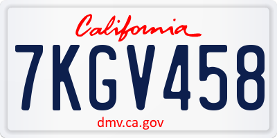 CA license plate 7KGV458