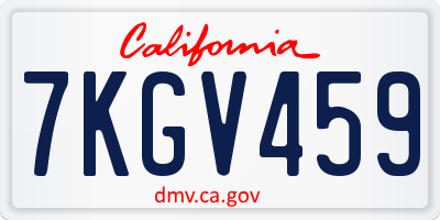 CA license plate 7KGV459