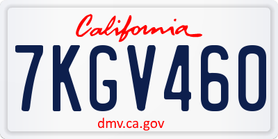 CA license plate 7KGV460