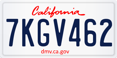CA license plate 7KGV462