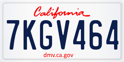 CA license plate 7KGV464