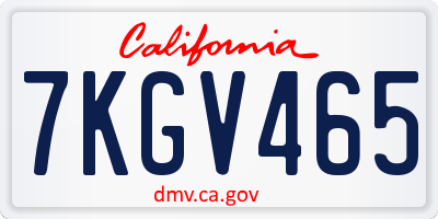 CA license plate 7KGV465