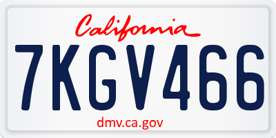 CA license plate 7KGV466