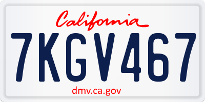 CA license plate 7KGV467