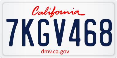 CA license plate 7KGV468