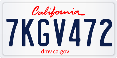 CA license plate 7KGV472