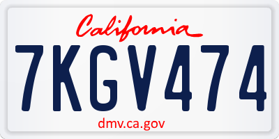 CA license plate 7KGV474