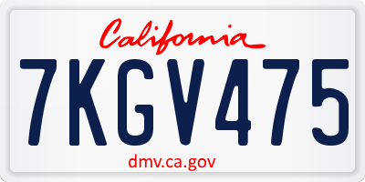 CA license plate 7KGV475