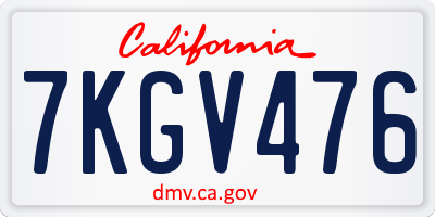 CA license plate 7KGV476