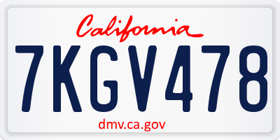 CA license plate 7KGV478