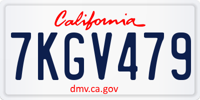 CA license plate 7KGV479