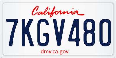 CA license plate 7KGV480
