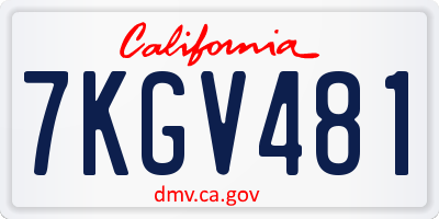CA license plate 7KGV481