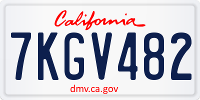 CA license plate 7KGV482