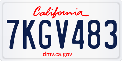 CA license plate 7KGV483