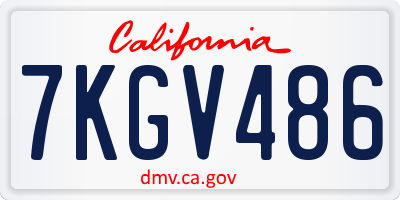 CA license plate 7KGV486