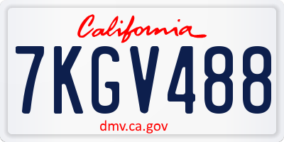 CA license plate 7KGV488