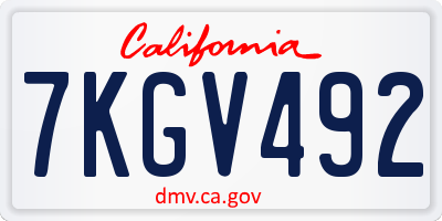CA license plate 7KGV492