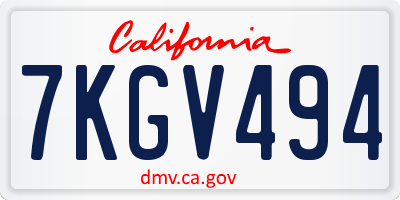 CA license plate 7KGV494