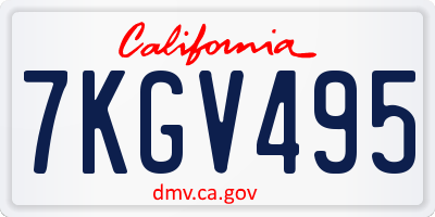 CA license plate 7KGV495