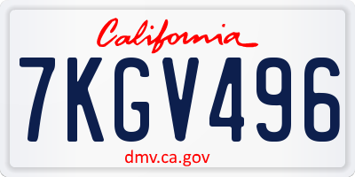 CA license plate 7KGV496