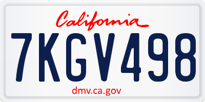 CA license plate 7KGV498