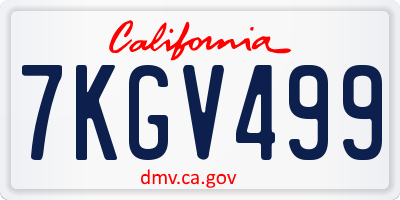 CA license plate 7KGV499