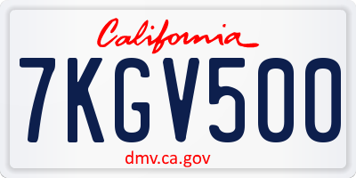 CA license plate 7KGV500