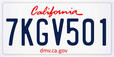 CA license plate 7KGV501