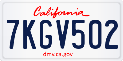 CA license plate 7KGV502