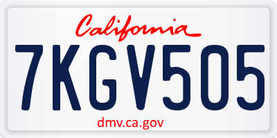 CA license plate 7KGV505