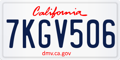 CA license plate 7KGV506