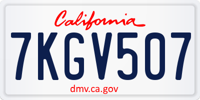 CA license plate 7KGV507