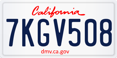 CA license plate 7KGV508