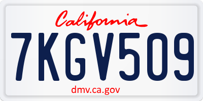 CA license plate 7KGV509