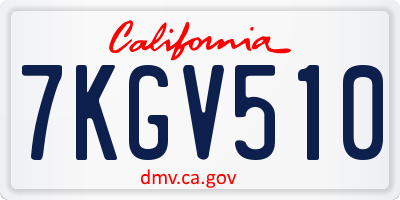CA license plate 7KGV510