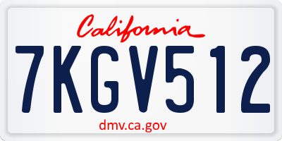 CA license plate 7KGV512