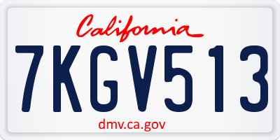 CA license plate 7KGV513