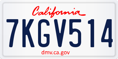 CA license plate 7KGV514