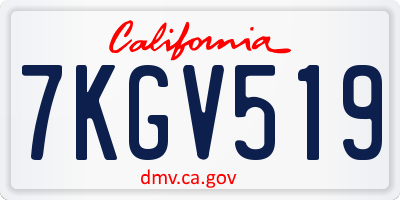 CA license plate 7KGV519