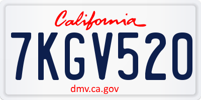 CA license plate 7KGV520
