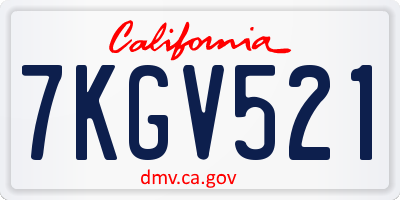 CA license plate 7KGV521