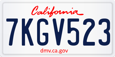 CA license plate 7KGV523
