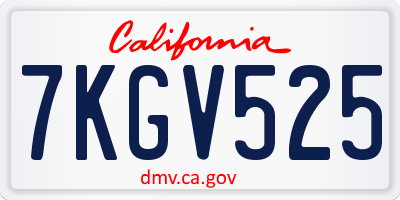CA license plate 7KGV525