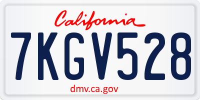 CA license plate 7KGV528