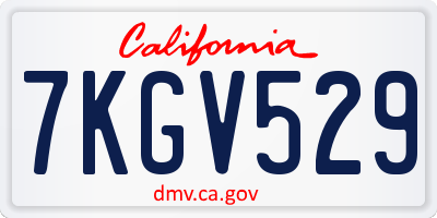 CA license plate 7KGV529